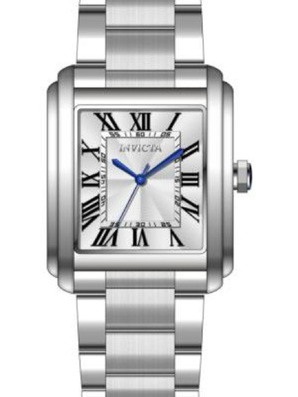 Invicta Silver Watch with Blue Hands and Roman Numerals